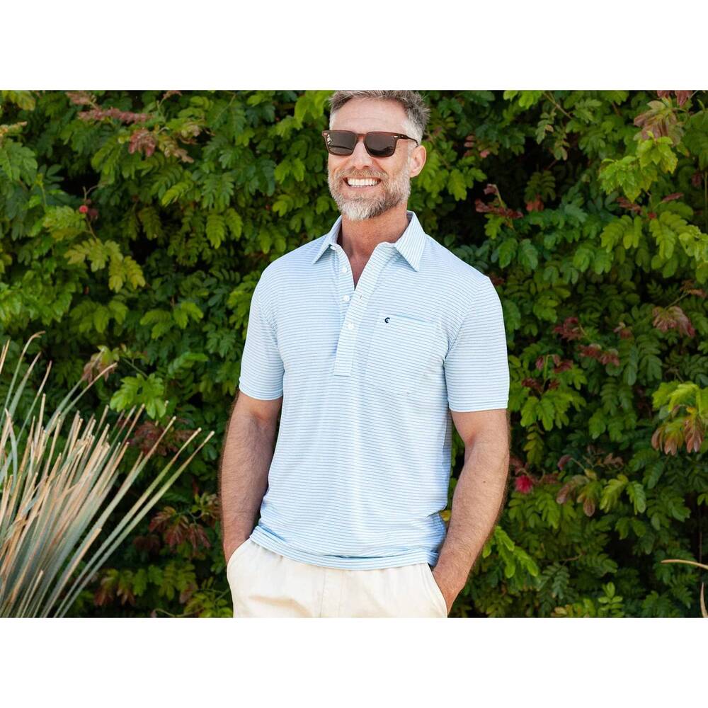 NEW CRIQUET performance players shirt in hobby stripe blue